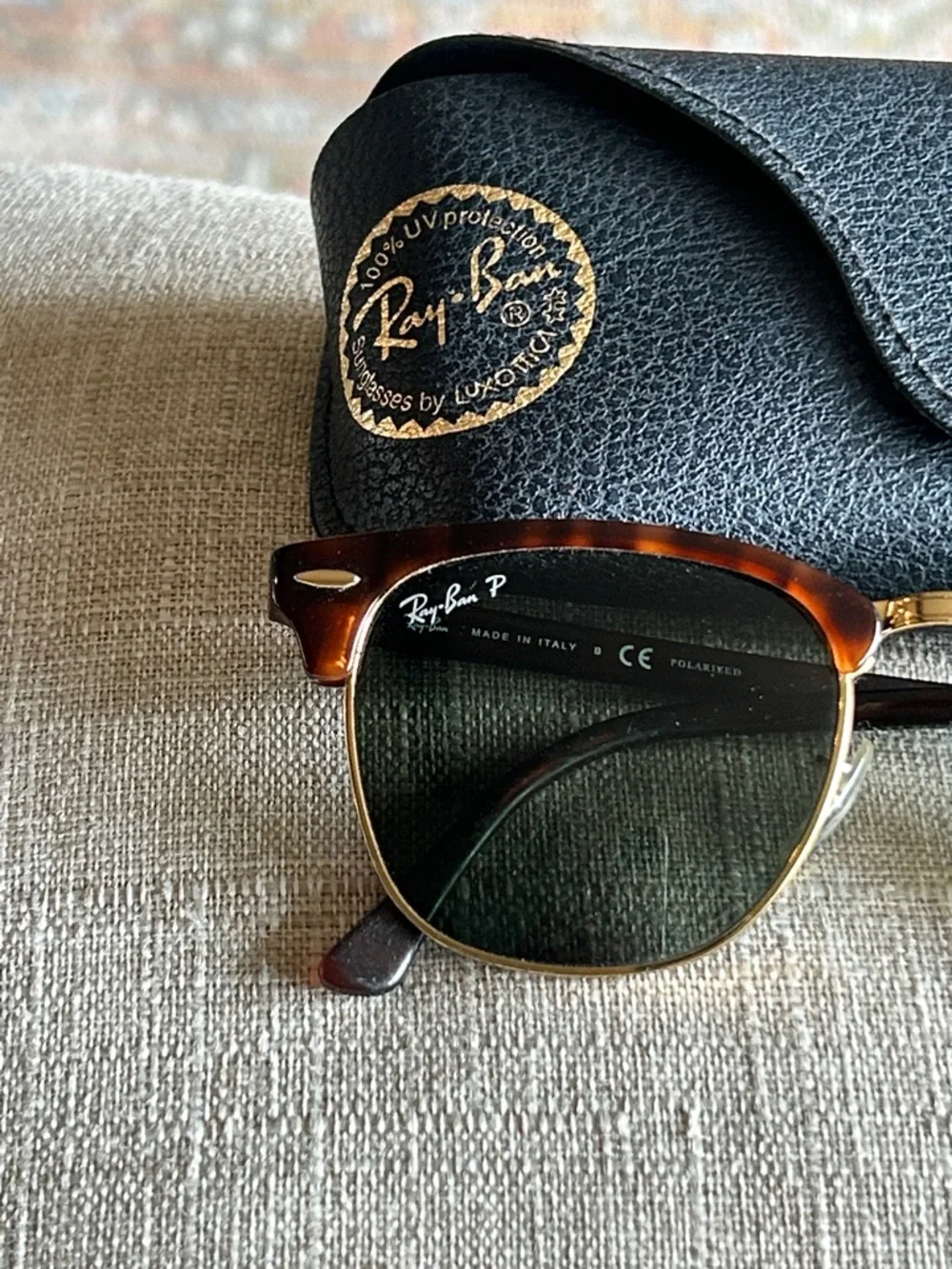 Ray-Ban RB3016 Clubmaster Polarized Sunglasses Havana Gold 51-21 w/ Case